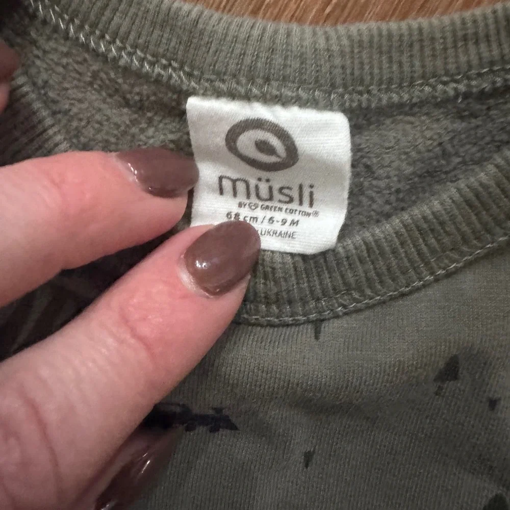 Müsli by Green Cotton Baby Boys Girls Green Bus Print Sweatshirt Pants‎ Set 6-9M - Picture 3 of 3